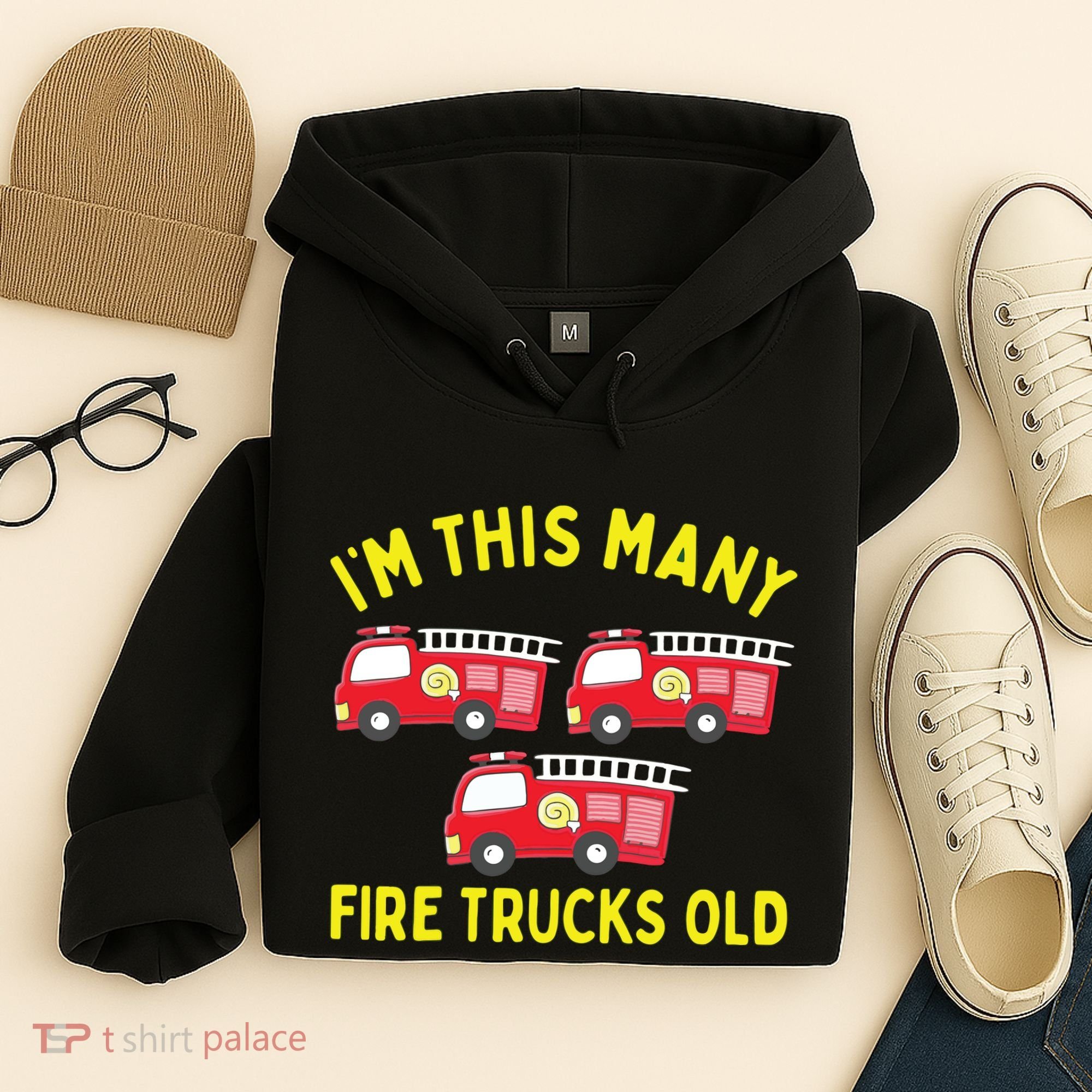 Kids Fire Truck 3rd Birthday Boy Firefighter 3 Three Hoodie