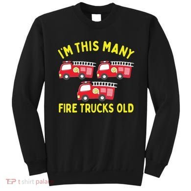 Kids Fire Truck 3rd Birthday Boy Firefighter 3 Three Sweatshirt