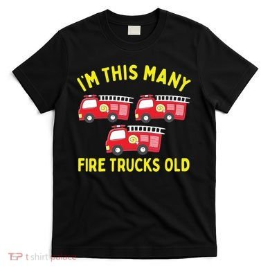Kids Fire Truck 3rd Birthday Boy Firefighter 3 Three T-Shirt