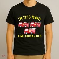 Kids Fire Truck 3rd Birthday Boy Firefighter 3 Three T-Shirt thumb 3