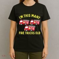 Kids Fire Truck 3rd Birthday Boy Firefighter 3 Three T-Shirt thumb 4