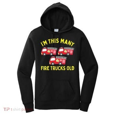 Kids Fire Truck 3rd Birthday Boy Firefighter 3 Three Women's Hoodie