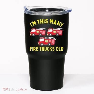 Kids Fire Truck 3rd Birthday Boy Firefighter 3 Three Tumbler
