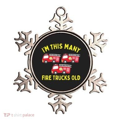 Kids Fire Truck 3rd Birthday Boy Firefighter 3 Three Ornament