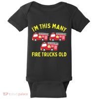 Kids Fire Truck 3rd Birthday Boy Firefighter 3 Three Baby Bodysuit thumb 0