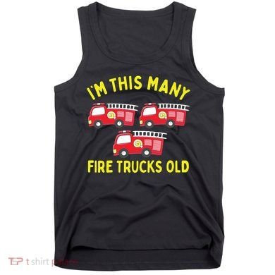 Kids Fire Truck 3rd Birthday Boy Firefighter 3 Three Tank Top