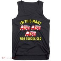 Kids Fire Truck 3rd Birthday Boy Firefighter 3 Three Tank Top thumb 0