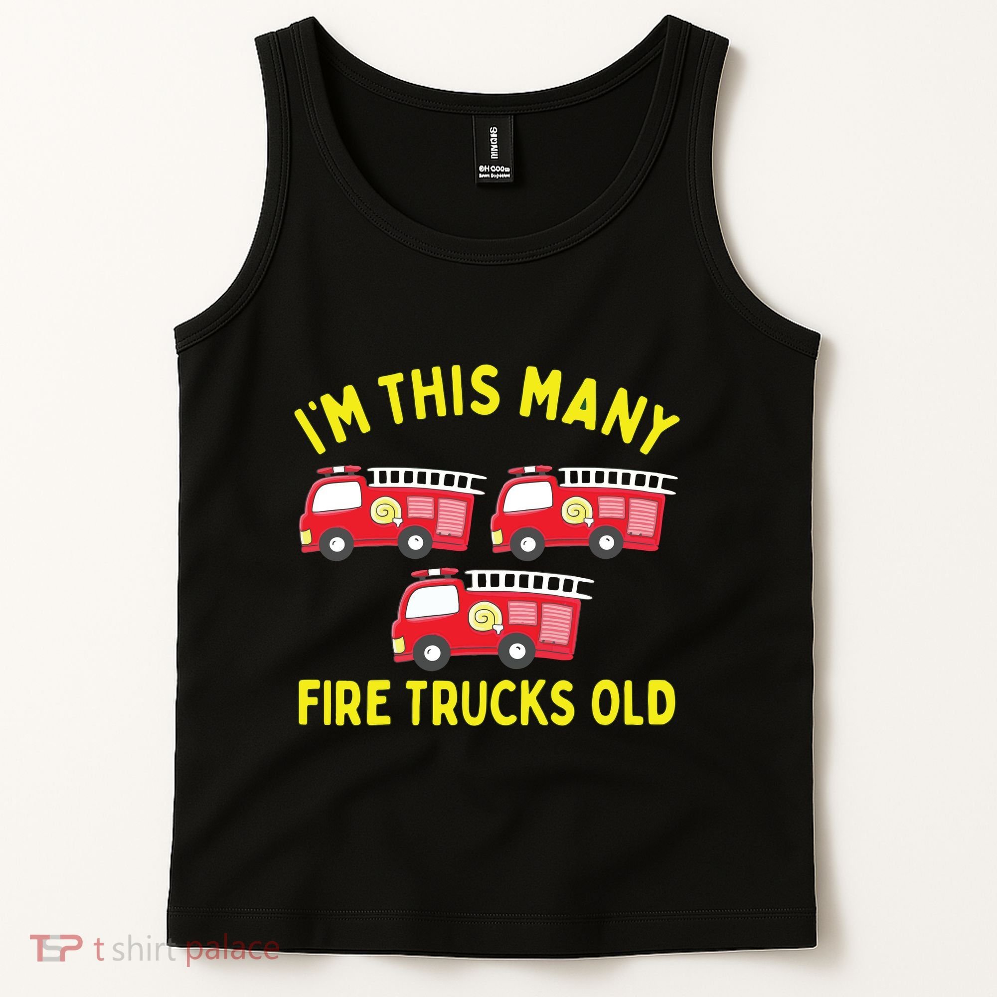 Kids Fire Truck 3rd Birthday Boy Firefighter 3 Three Tank Top