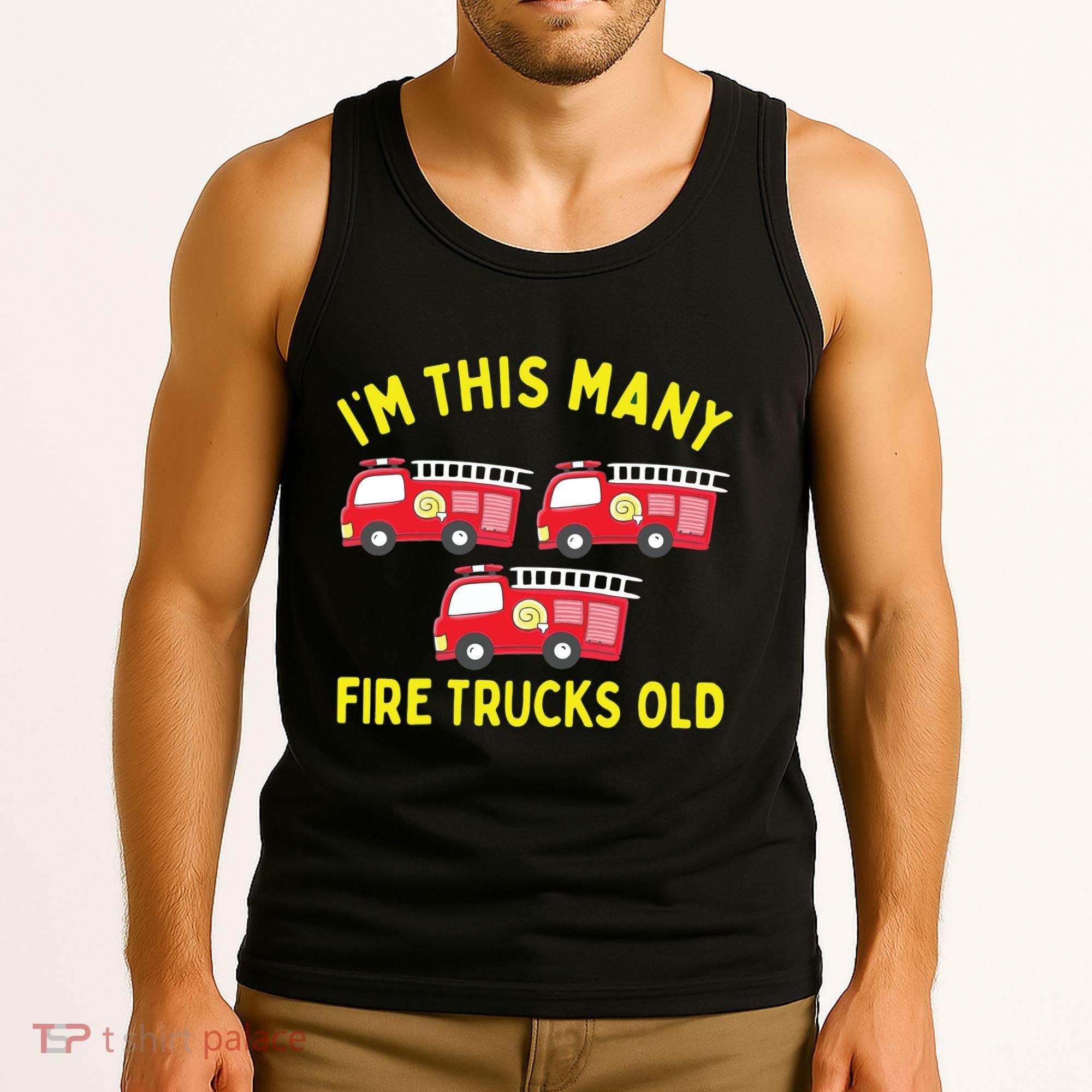 Kids Fire Truck 3rd Birthday Boy Firefighter 3 Three Tank Top
