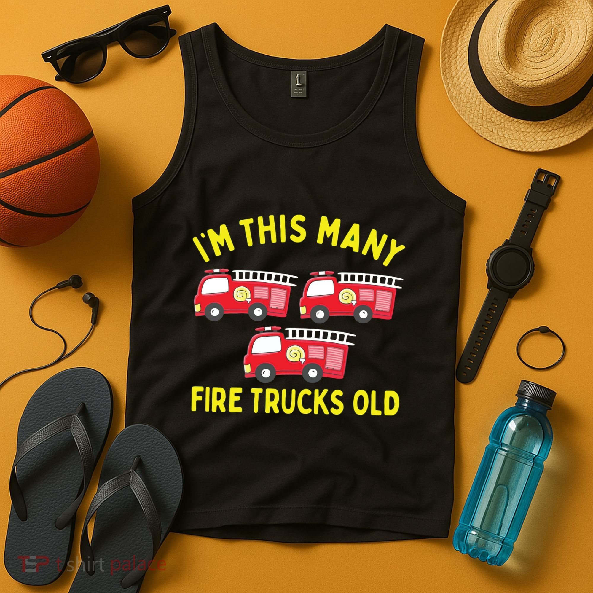Kids Fire Truck 3rd Birthday Boy Firefighter 3 Three Tank Top