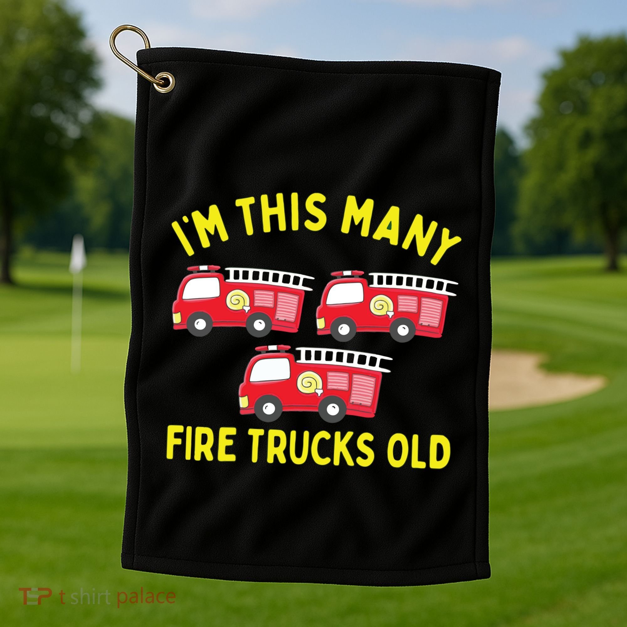 Kids Fire Truck 3rd Birthday Boy Firefighter 3 Three Golf Towel