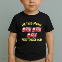 Kids Fire Truck 3rd Birthday Boy Firefighter 3 Three Toddler T-Shirt thumb 2