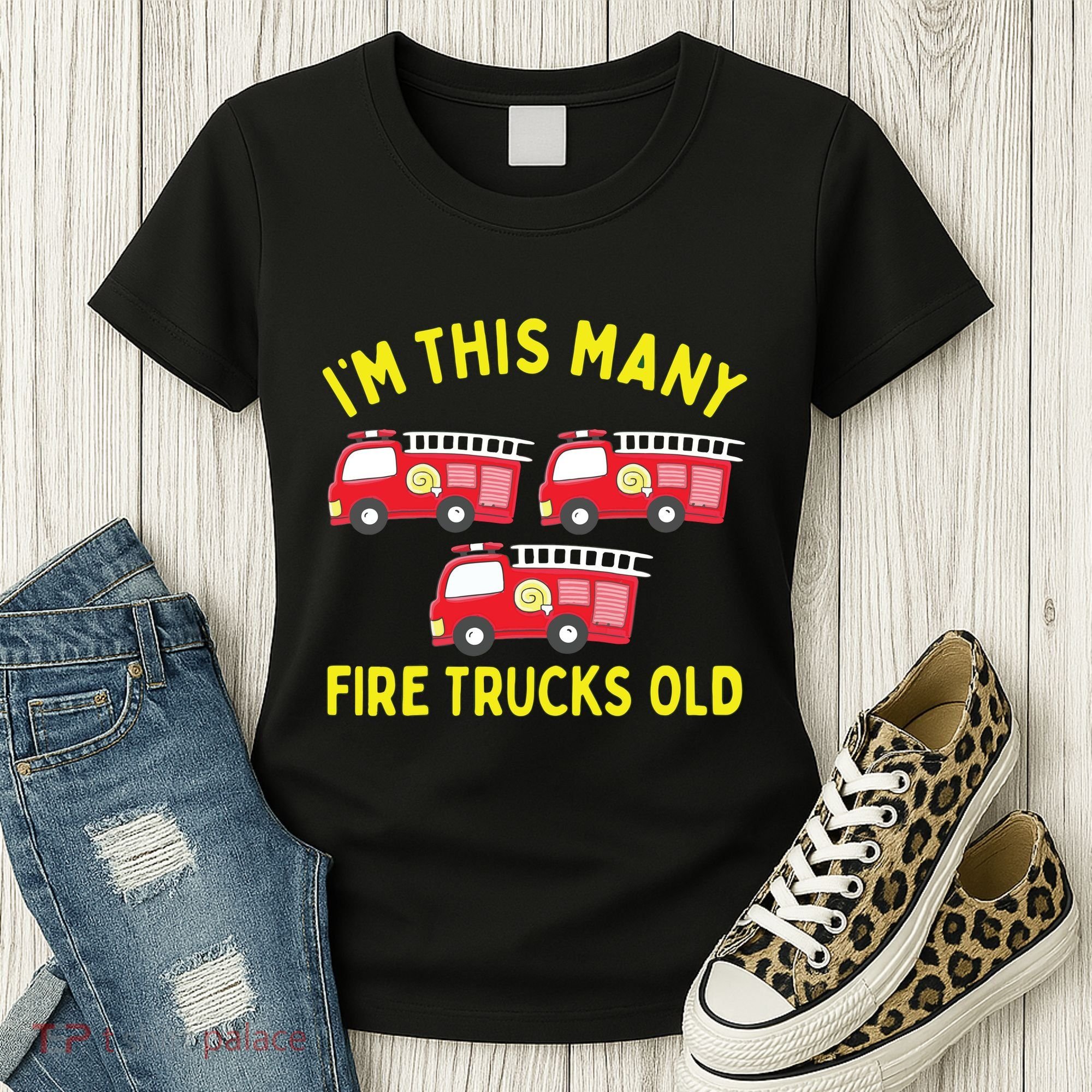 Kids Fire Truck 3rd Birthday Boy Firefighter 3 Three Women's T-Shirt