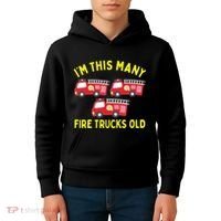 Kids Fire Truck 3rd Birthday Boy Firefighter 3 Three Kids Hoodie thumb 4