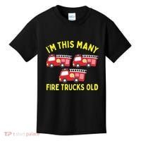 Kids Fire Truck 3rd Birthday Boy Firefighter 3 Three Kids T-Shirt thumb 0