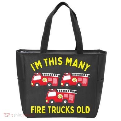 Kids Fire Truck 3rd Birthday Boy Firefighter 3 Three Tote Bag
