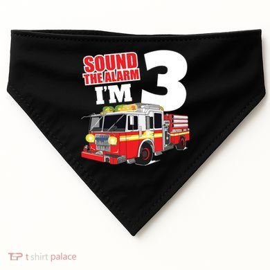 Kids Fire Truck 3rd Birthday Boy Firefighter USA-Made Doggie Bandana