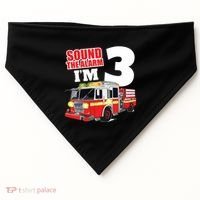 Kids Fire Truck 3rd Birthday Boy Firefighter USA-Made Doggie Bandana thumb 0