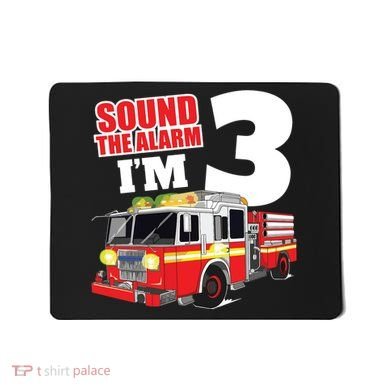 Kids Fire Truck 3rd Birthday Boy Firefighter Mousepad