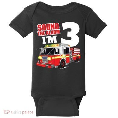 Kids Fire Truck 3rd Birthday Boy Firefighter Baby Bodysuit