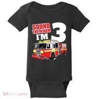 Kids Fire Truck 3rd Birthday Boy Firefighter Baby Bodysuit thumb 0