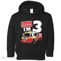 Kids Fire Truck 3rd Birthday Boy Firefighter Toddler Hoodie thumb 0