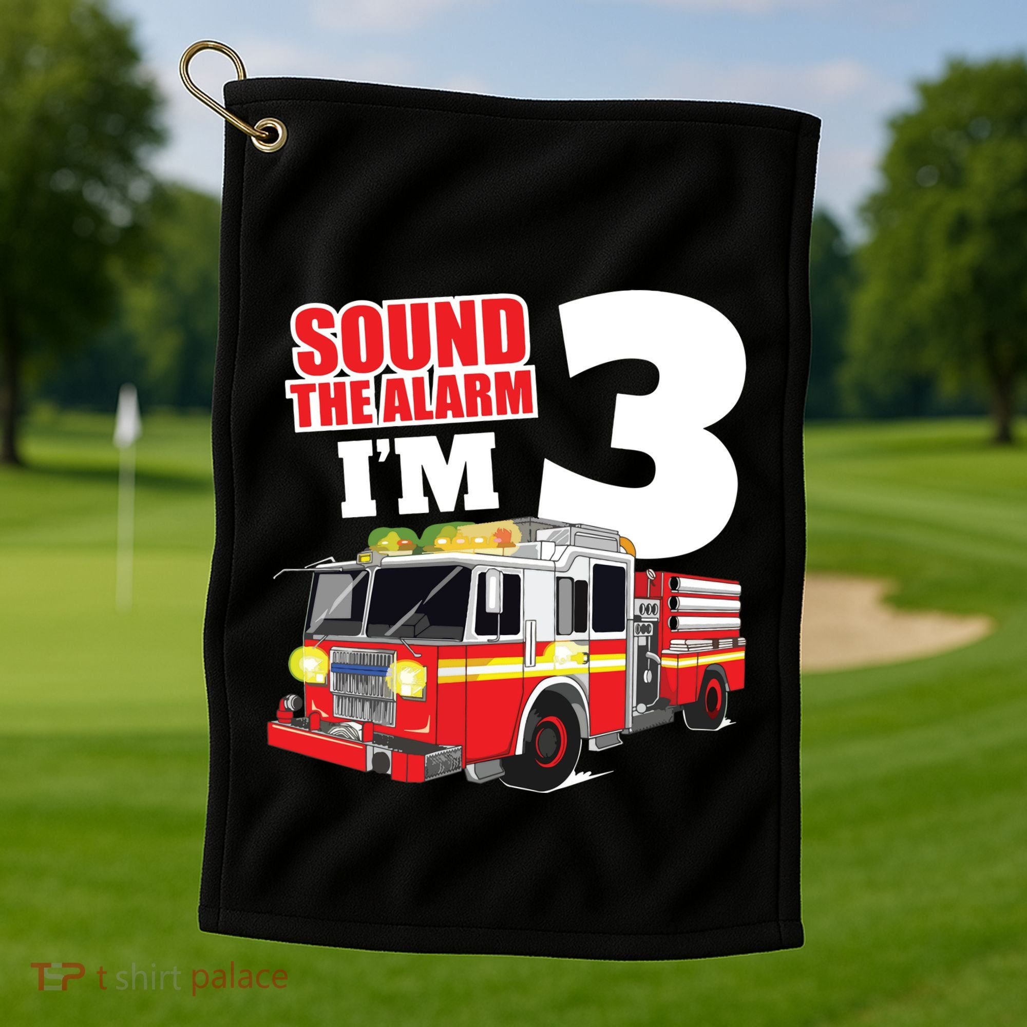 Kids Fire Truck 3rd Birthday Boy Firefighter Golf Towel