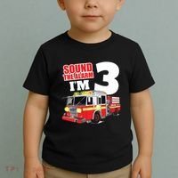 Kids Fire Truck 3rd Birthday Boy Firefighter Toddler T-Shirt thumb 2