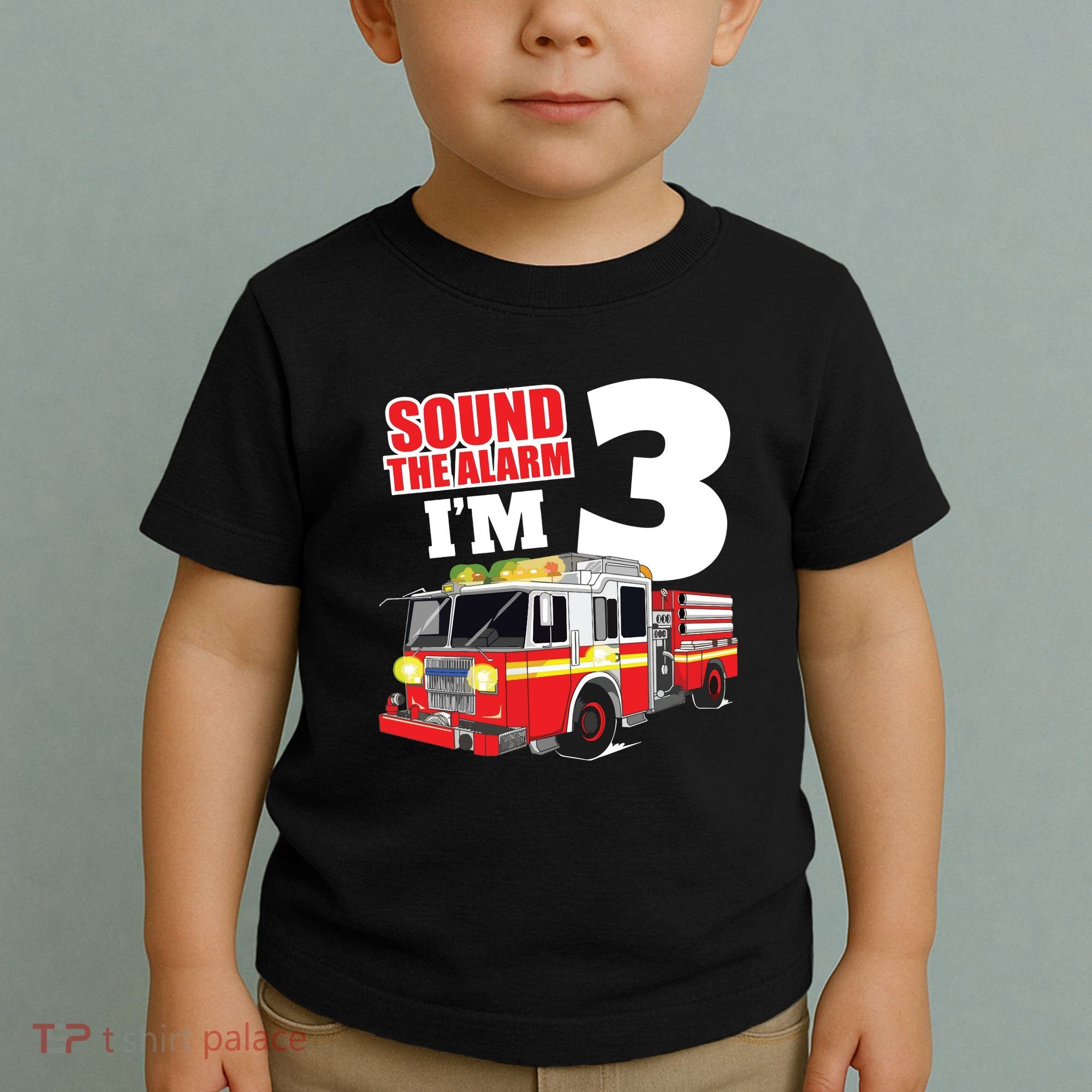 Kids Fire Truck 3rd Birthday Boy Firefighter Toddler T-Shirt
