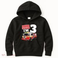 Kids Fire Truck 3rd Birthday Boy Firefighter Kids Hoodie thumb 0