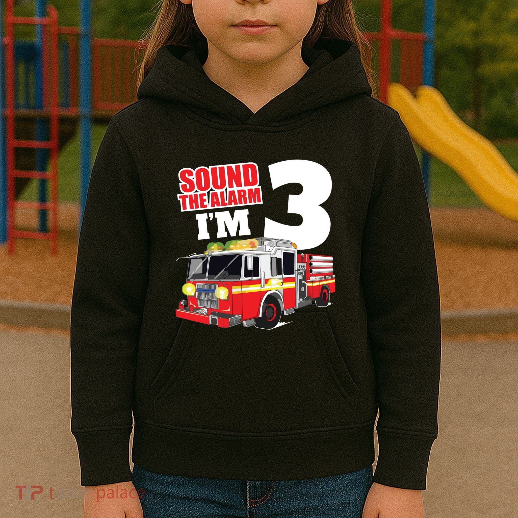 Kids Fire Truck 3rd Birthday Boy Firefighter Kids Hoodie