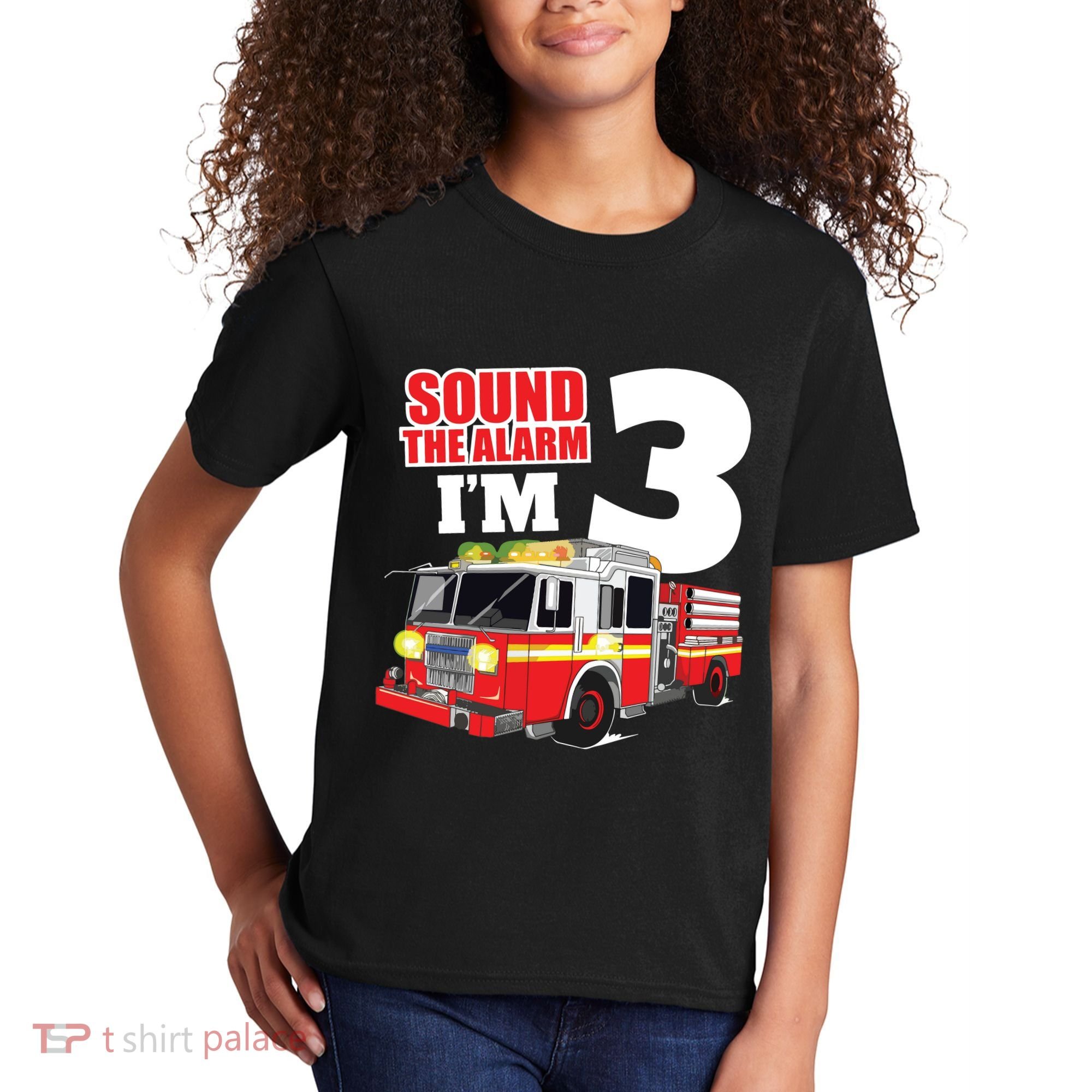 Kids Fire Truck 3rd Birthday Boy Firefighter Kids T-Shirt