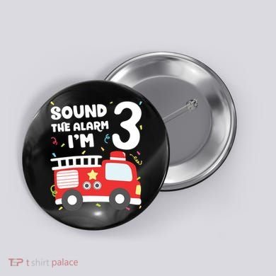 Kids Fire Truck 3rd Birthday Boy Firefighter 3 Year Old Button