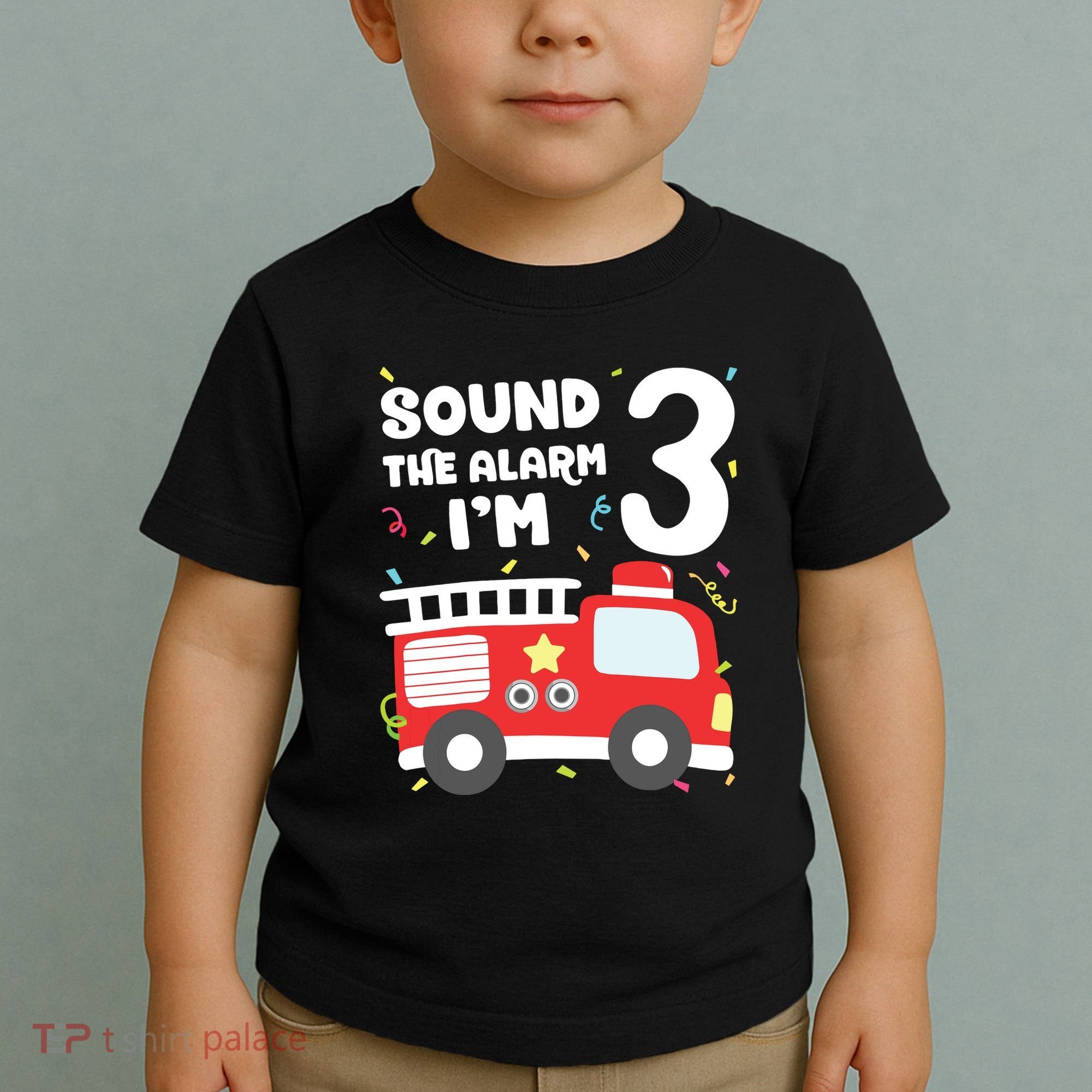 Kids Fire Truck 3rd Birthday Boy Firefighter 3 Year Old Toddler T-Shirt