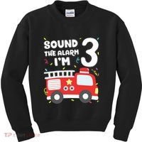 Kids Fire Truck 3rd Birthday Boy Firefighter 3 Year Old Kids Sweatshirt thumb 0