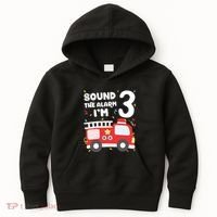 Kids Fire Truck 3rd Birthday Boy Firefighter 3 Year Old Kids Hoodie thumb 0