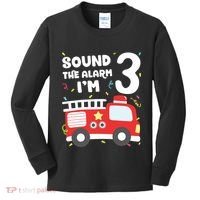 Kids Fire Truck 3rd Birthday Boy Firefighter 3 Year Old Kids Long Sleeve Shirt thumb 0