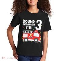 Kids Fire Truck 3rd Birthday Boy Firefighter 3 Year Old Kids T-Shirt thumb 2