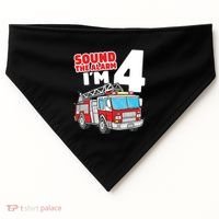 Kids Fire Truck 4 Year Old Firefighter Four 4th Birthday Boy USA-Made Doggie Bandana thumb 0