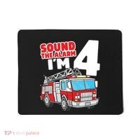 Kids Fire Truck 4 Year Old Firefighter Four 4th Birthday Boy Mousepad thumb 0