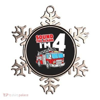 Kids Fire Truck 4 Year Old Firefighter Four 4th Birthday Boy Ornament