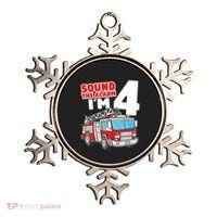 Kids Fire Truck 4 Year Old Firefighter Four 4th Birthday Boy Ornament thumb 0