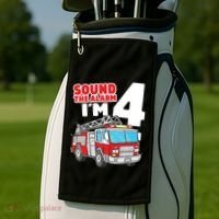 Kids Fire Truck 4 Year Old Firefighter Four 4th Birthday Boy Golf Towel thumb 2