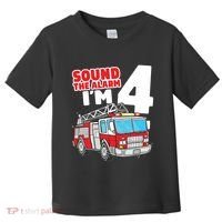 Kids Fire Truck 4 Year Old Firefighter Four 4th Birthday Boy Toddler T-Shirt thumb 0