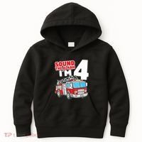 Kids Fire Truck 4 Year Old Firefighter Four 4th Birthday Boy Kids Hoodie thumb 0