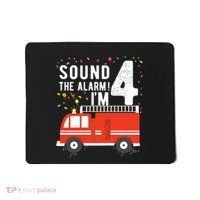 Kids Fire Truck 4th Birthday Boy 4 Year Old Firefighter Mousepad thumb 0