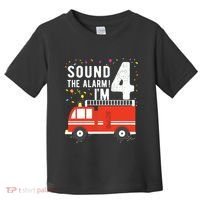 Kids Fire Truck 4th Birthday Boy 4 Year Old Firefighter Toddler T-Shirt thumb 0