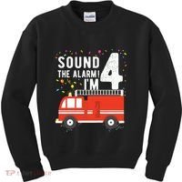 Kids Fire Truck 4th Birthday Boy 4 Year Old Firefighter Kids Sweatshirt thumb 0