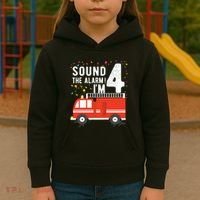 Kids Fire Truck 4th Birthday Boy 4 Year Old Firefighter Kids Hoodie thumb 3