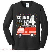 Kids Fire Truck 4th Birthday Boy 4 Year Old Firefighter Kids Long Sleeve Shirt thumb 0